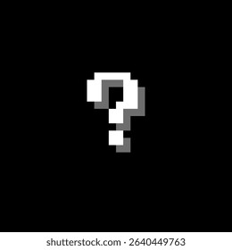 white question mark pixel art with shadow on black background