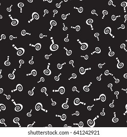 white question mark  seamless pattern on black background 
