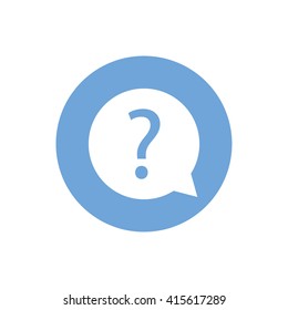 White question mark vector icon. Blue circle. Blue button