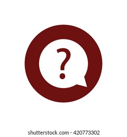 White question mark vector icon. Red circle. Red button
