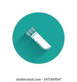 White Quiver with arrows icon isolated with long shadow. Green circle button. Vector Illustration