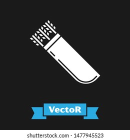 White Quiver with arrows icon isolated on black background.  Vector Illustration