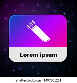 White Quiver with arrows icon isolated on black background. Rectangle color button. Vector Illustration