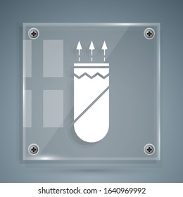 White Quiver with arrows icon isolated on grey background. Square glass panels. Vector Illustration