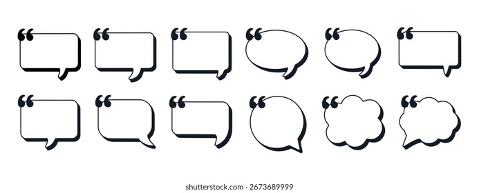 White quote dialog box. Text, message, frame, box.
