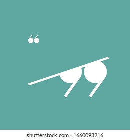 white quote marks isolated on tuquoise background.  Flat reading icon. Vector illustration. quotation logo. 