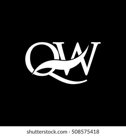White QW Swoosh Logo Vector
