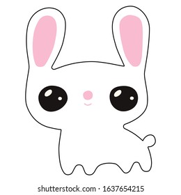 White Rabbit Big Eyes Kawaii Vector Stock Vector (Royalty Free ...