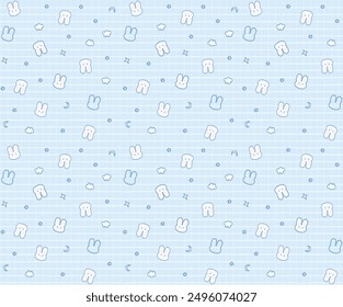 Conejo blanco con rayas azules, Vector sin costuras