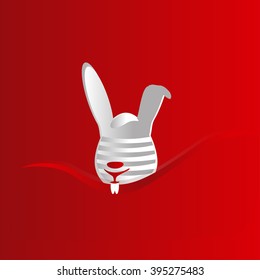 White Rabbit Bunny Easter Egg. Happy Easter. 