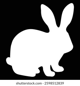 white rabbit bunny silhouette vector 