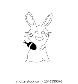 white rabbit with carrot silhouette illustration