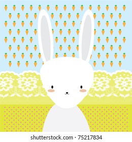 white rabbit with carrots