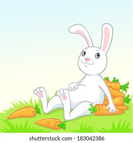 white rabbit with a carrots crop