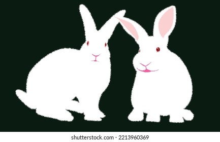 White Rabbit. cartoon rabbit vector Icon. Isolated cartoon icon set.Vector Rabbit illustration on isolated background.