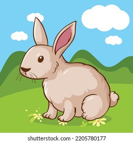 White rabbit cartoon vector illustration