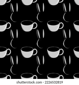 white rabbit coffee design seamless pattern 