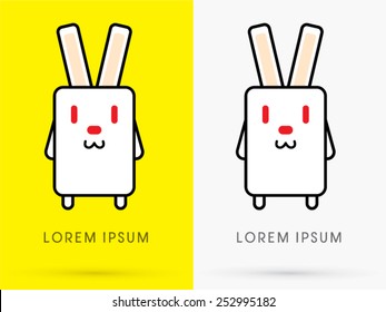 White Rabbit ,cute cartoon, mascot, toy, doll, in simple geometric shape, logo, symbol, icon, graphic, vector.