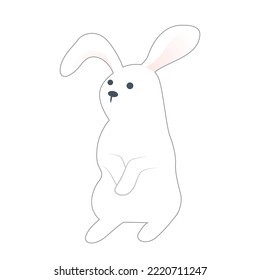 The white rabbit . A design element. Vector clipart.