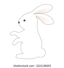 The white rabbit . A design element. Vector clipart.
