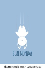 White rabbit falls on blue monday