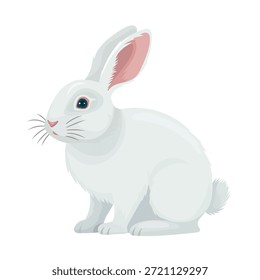 White rabbit. Flat vector clipart, illustration with isolated background.