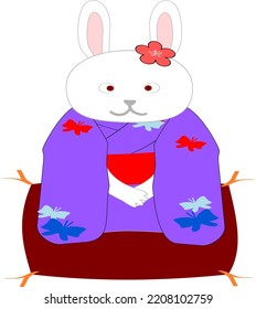 white rabbit girl in kimono