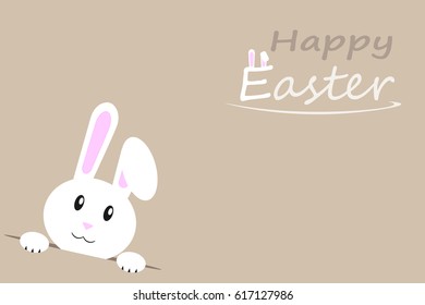 white rabbit go out of pit and look to you with text design.vector and illustration