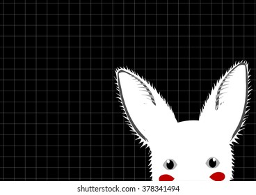 White Rabbit Grid Background Vector Illustration