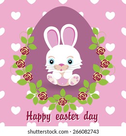 white rabbit  happy Easter day card