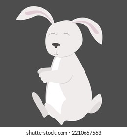 White rabbit or hare isolated on a grey background. Vector illustration of the symbol of 2023.