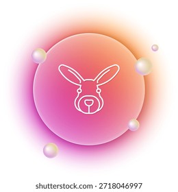 White Rabbit head icon isolated on white background. Orange and pink gradient circle background. Vector