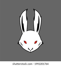 white rabbit head with red eyes illustration