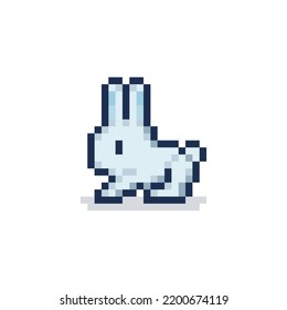 White rabbit illustration, cartoon pixel art