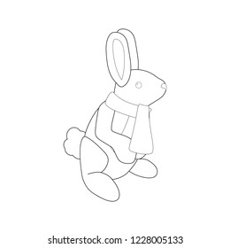 White rabbit illustration on the white background. Vector illustration