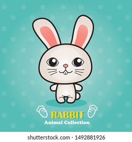 White Rabbit illustration vector. Mid-Autumn Day. Easter day. Cute animal.