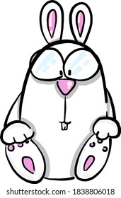 Conejo blanco, ilustración, vector sobre fondo blanco
