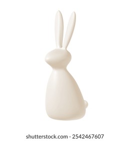 White rabbit isilated on white background. 3d render Christmas decorations. Vector illustration. Design elements.