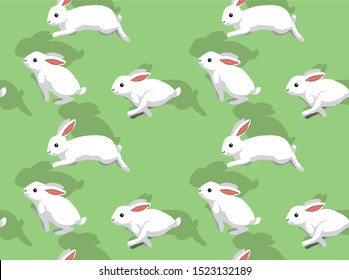White Rabbit Jumping Cartoon Vector Illustration Seamless Pattern Wallpaper-01