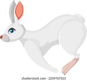 Ilustración aislada de saltos de conejo blanco