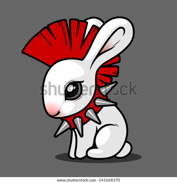 White Rabbit Mohawk On His Head Stock Vector (Royalty Free) 541668370 ...