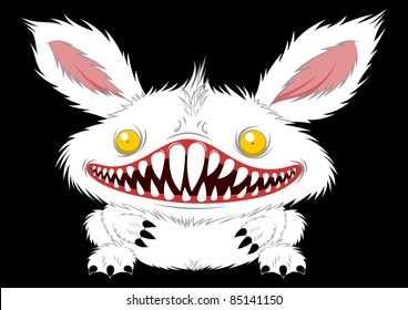 white rabbit monster on a black background