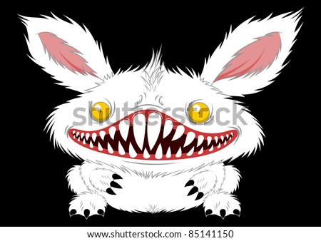 white rabbit monster on a black background