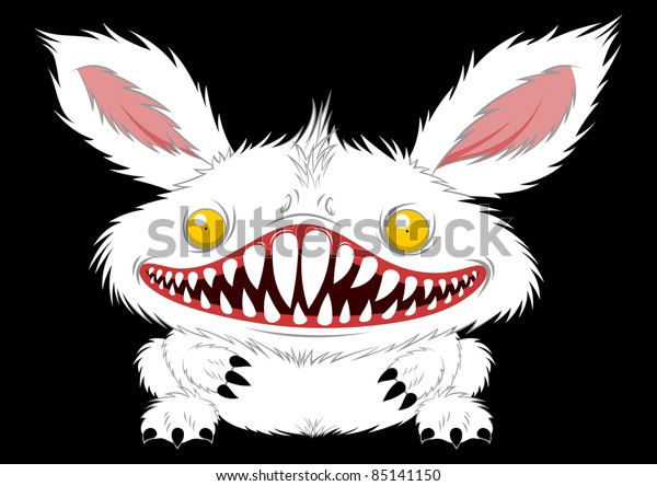 White Rabbit Monster On Black Background Stock Vector (Royalty Free ...