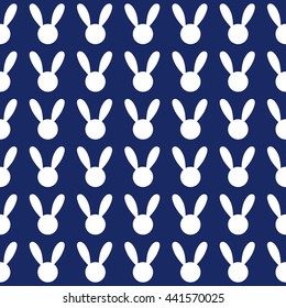 White Rabbit Navy Blue Background Vector Illustration