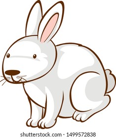 Conejo blanco en ilustración de fondo blanco