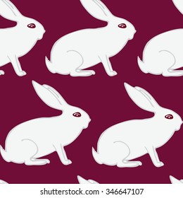White rabbit on color background. Vector illustration