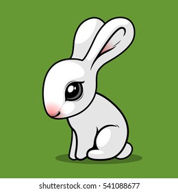 white rabbit on a green background