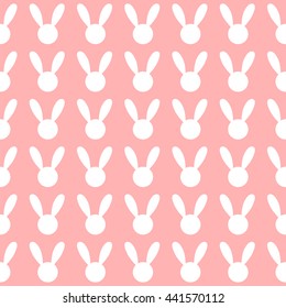 White Rabbit Pink Background Vector Illustration