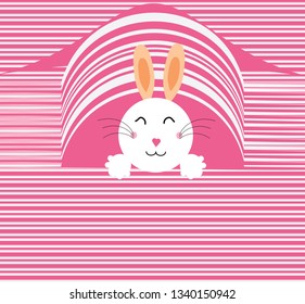 The white rabbit is in the pink cavity.